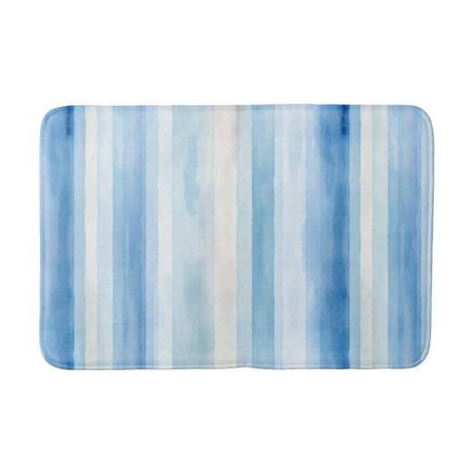 Santorini Blauw Witte Strepen Badmat (Voorkant)