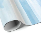 Santorini Blauw Witte Strepen Bruidsfeest Cadeaupapier (Rol Hoek)