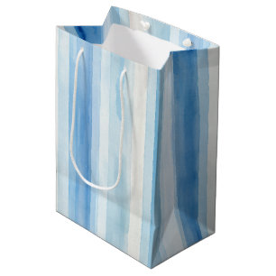 Santorini Blauw Witte Strepen Bruidsfeest Medium Cadeauzakje