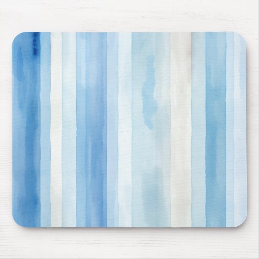 Santorini Blauw Witte Strepen Muismat (Voorkant)