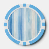 Santorini Blauw Witte Strepen Poker Chips (Voorkant)