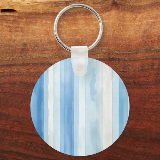 Santorini Blauw Witte Strepen Sleutelhanger (Voorkant)
