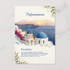 Santorini Blauwe Aquarel Bestemmingshuwelijk Informatiekaartje