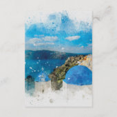 Santorini Blauwe Bloemen Trouwdetails Informatie Informatiekaartje (Achterkant)