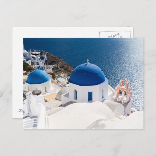 Santorini - Blauwe kerk in Oia briefkaart (Voorkant / Achterkant)