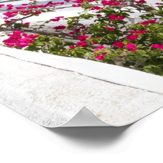 Santorini - Blauwe kerk in Oia poster (Hoek)