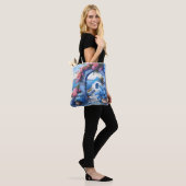 Santorini Blauwe Kust Bruiloft Jubileum Custom Tote Bag (Op model)