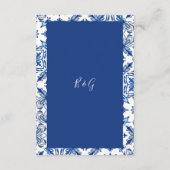 Santorini blauwe mediterrane bruiloft informatiekaartje (Achterkant)