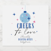 Santorini Blauwe tegel Bougainvillea baby shower Sparkling Wijnetiket (Enkel label)