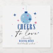 Santorini Blauwe tegel Bougainvillea vrijgezellenf Sparkling Wijnetiket (Enkel label)