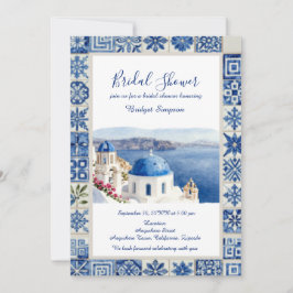 Santorini Blauwe Tegels Bestemming bruidsdouche Kaart