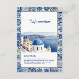 Santorini Blauwe Tegeltjes Watercolor Bestemming H Informatiekaartje