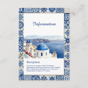 Santorini Blauwe Tegeltjes Watercolor Bestemming H Informatiekaartje