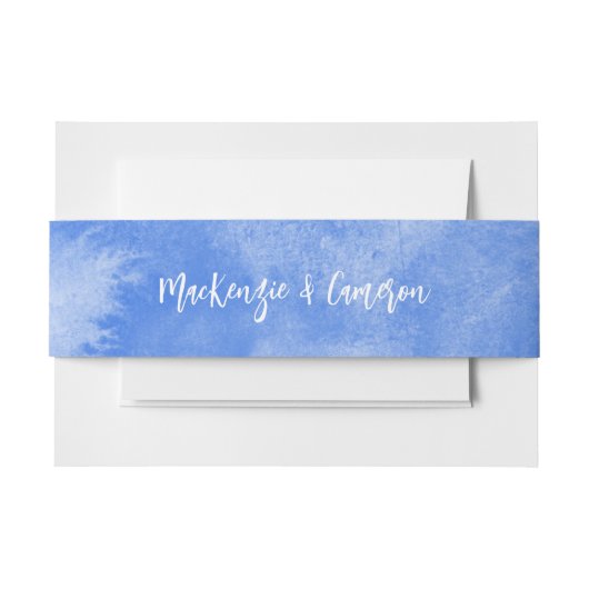 Santorini Blauwe Waterverf Bruiloft Uitnodigingen Wikkel (Voorkant Voorbeeld)