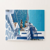 Santorini Blauwe Zee Kust Puzzel (Horizontaal)