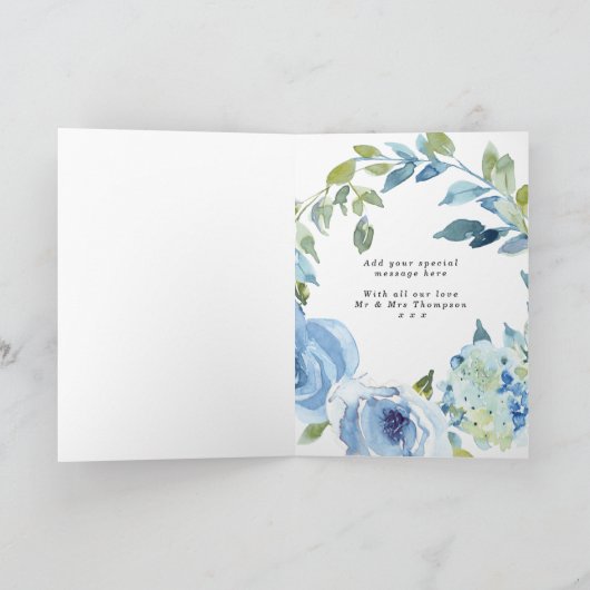 Santorini bloemen bruiloft love & thanks kaart (Binnen)