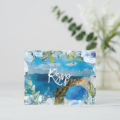 Santorini bloemenzomer bruiloft rsvp briefkaart (Staand voorkant)