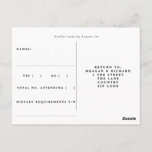 Santorini bloemenzomer bruiloft rsvp briefkaart (Achterkant)