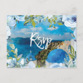 Santorini bloemenzomer bruiloft rsvp briefkaart (Voorkant)