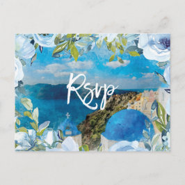 Santorini bloemenzomer bruiloft rsvp briefkaart