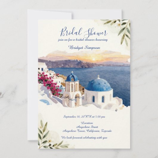 Santorini Blue Destination bruiloftsfeest Kaart (Voorkant)