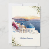 Santorini Blue Destination bruiloftsfeest Kaart (Achterkant)
