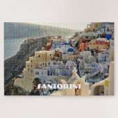 Santorini Blue en White Uitzicht Griekse feestdag Legpuzzel (Horizontaal)