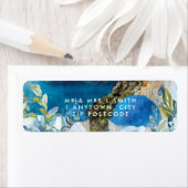 Santorini blue florals zomerhuisadres etiket (Insitu)