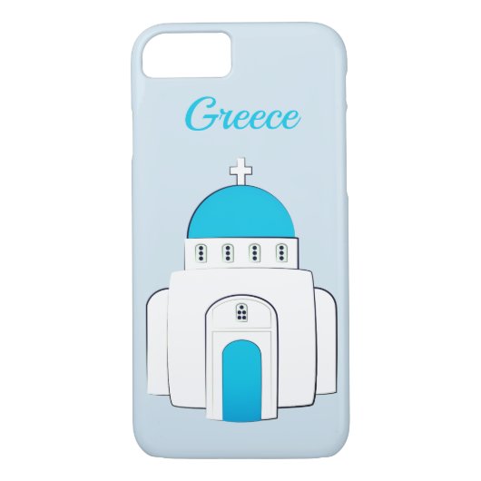 Santorini Blue Greek Orthodox Church iPhone Case (Achterkant)