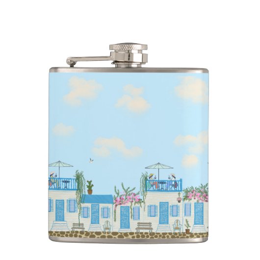 Santorini Blue White Greek Village Coastal Art Heupfles (Voorkant)