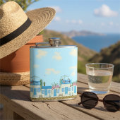 Santorini Blue White Greek Village Coastal Art Heupfles