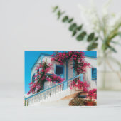 Santorini Blumenpracht Briefkaart (Staand voorkant)