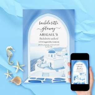 Santorini boogbestemming vrijgezellenweekend kaart