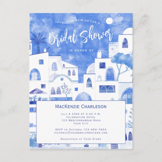 Santorini Bridal Shower Briefkaart (Voorkant)