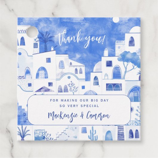 Santorini bruiloft dank u bedankjes labels (Voorkant)