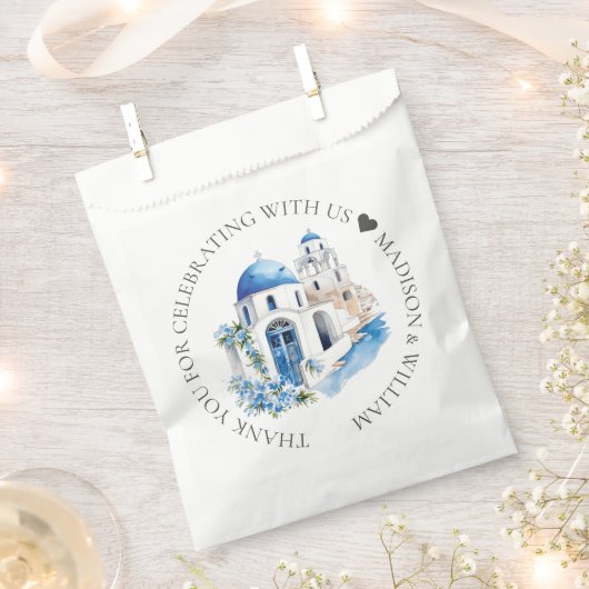 Santorini bruiloft gepersonaliseerd minimaal bedankzakje (Geknipt)