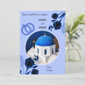 Santorini bruiloft uitnodiging (Staand voorkant)