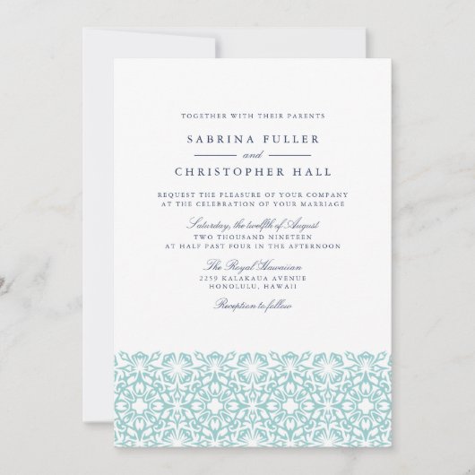 Santorini bruiloft uitnodiging | Aqua (Voorkant)