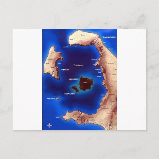 santorini-caldera-map.jpg briefkaart (Voorkant)