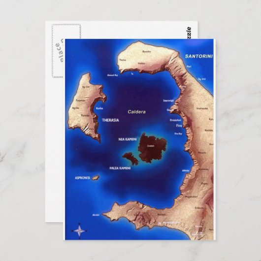 santorini-caldera-map.jpg briefkaart (Voorkant / Achterkant)
