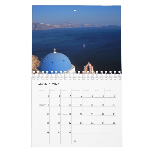 Santorini Calendar Kalender (Mar 2026)