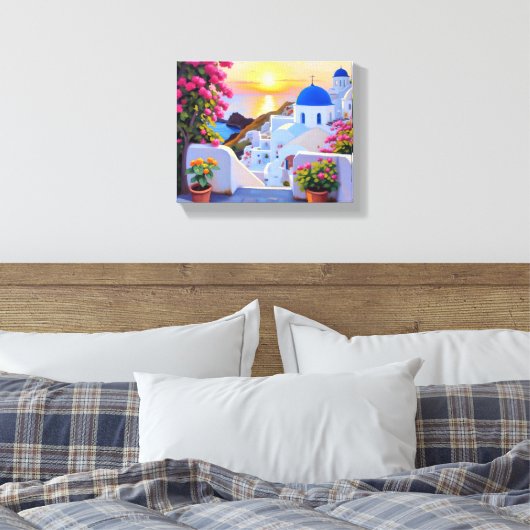 Santorini Canvas Print (Insitu (Slaapkamer))