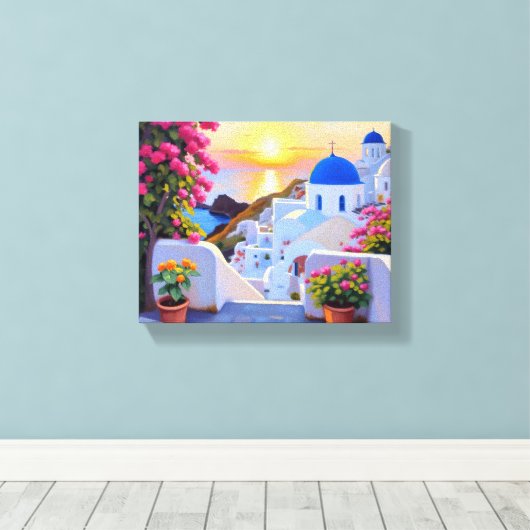 Santorini Canvas Print (Insitu (Houten vloer))