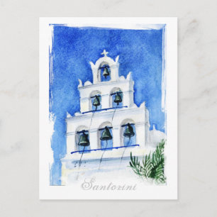 Santorini Cathedral watercolor Briefkaart