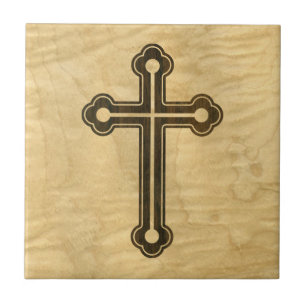 Santorini Christelijk Cross Wooden Maple Rosewood Tegeltje