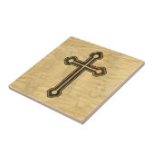 Santorini Christelijk Cross Wooden Maple Rosewood Tegeltje (Zijkant)