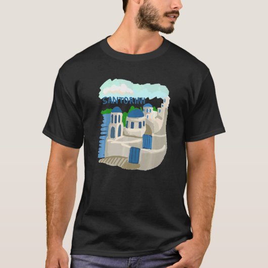 Santorini City Greece souvenir gift mannen vrouwen T-shirt (Voorkant)