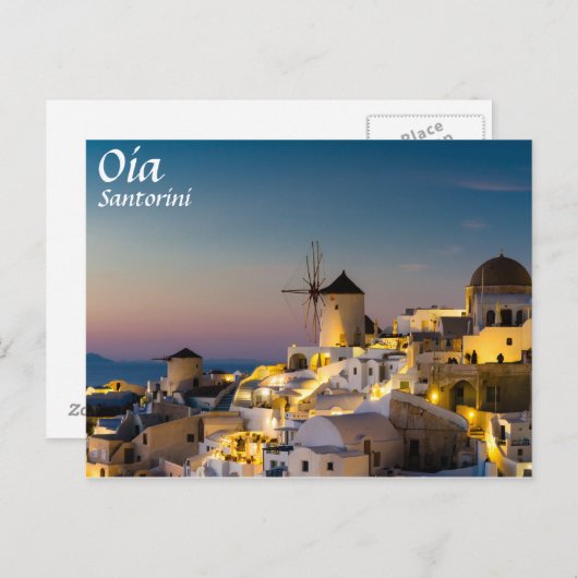 Santorini - Cityscape of Oia in sunset briefkaart (Voorkant / Achterkant)
