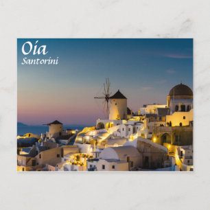 Santorini - Cityscape of Oia in sunset briefkaart