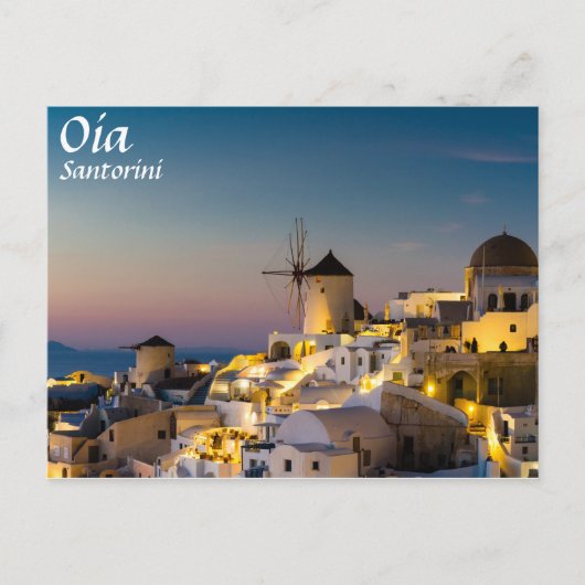 Santorini - Cityscape of Oia in sunset briefkaart (Voorkant)